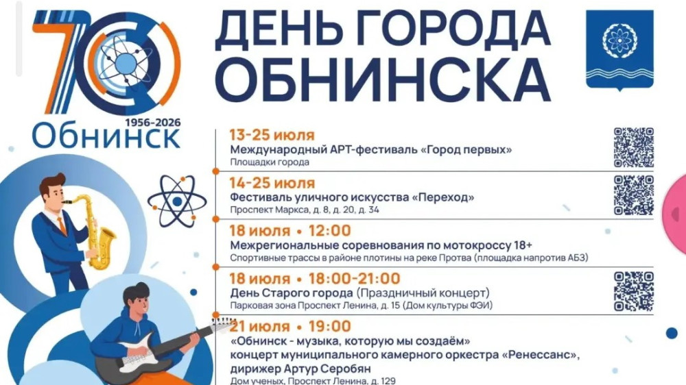 Программа мероприятий, посвящённых 70-летию образования города Обнинска